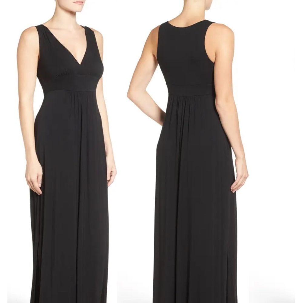 LOVEAPPELLA v-neck jersey maxi dress